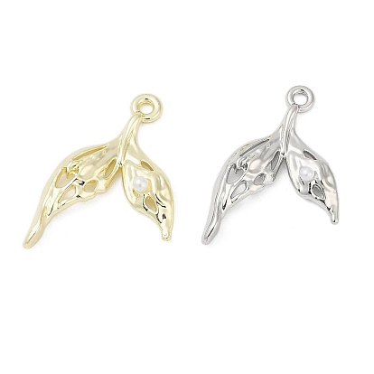 Подвески из искусственного жемчуга и сплава АБС, подвески в форме рыбьего хвоста, стойки покрытие, без кадмия, без никеля и без свинца, белые