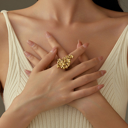 304 открытые манжеты из нержавеющей стали для женщин, цветок