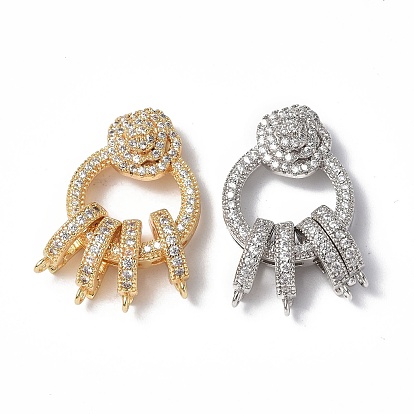 Латунное микропейв, прозрачный кубический цирконий, складные застежки, без кадмия, без никеля и без свинца, выводы с несколькими застежками, кольцо