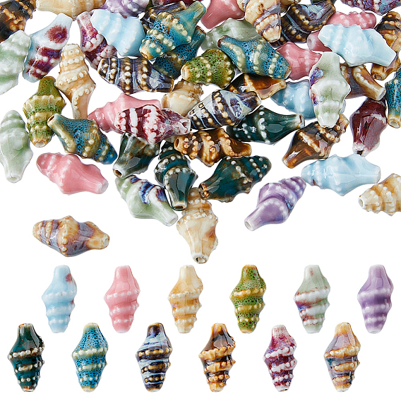 60 piezas 12 colores cuentas de porcelana hechas a mano, la forma de la concha