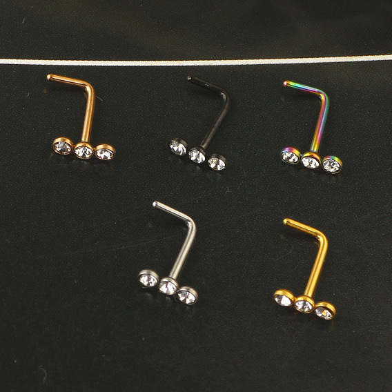 304 хрустальные стразы из нержавеющей стали 3 плоские круглые кольца для носа в форме буквы L