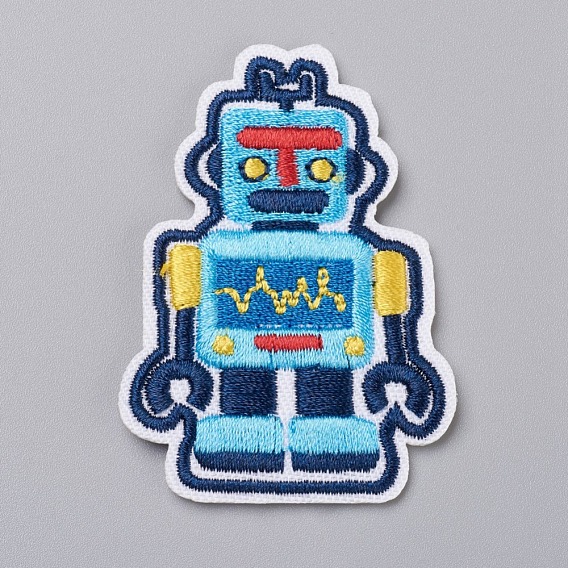 Computerized Embroidery Cloth Iron on/Sew on Patches, Costume Accessories, Appliques, for Backpacks, Clothes, Robot