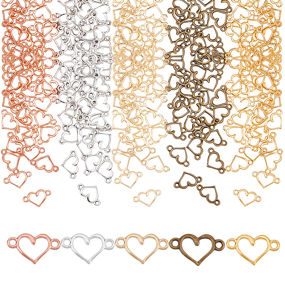 150шт 5 цвета сплава полый соединитель подвески, сердце