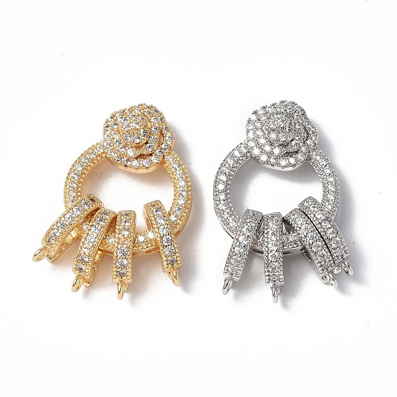 Латунное микропейв, прозрачный кубический цирконий, складные застежки, без кадмия, без никеля и без свинца, выводы с несколькими застежками, кольцо