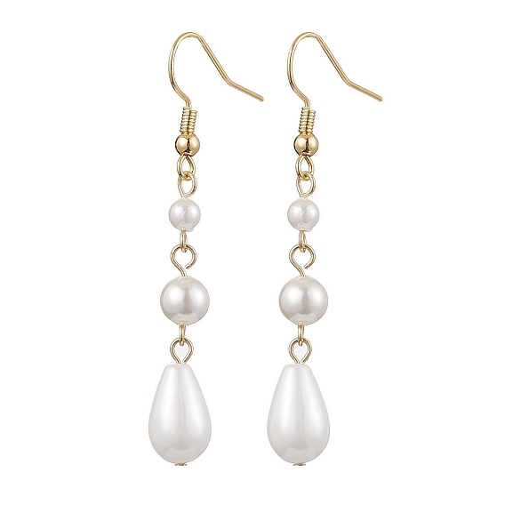 Женские серьги с подвесками в форме капли из жемчуга и латуни, реальный 18 k позолоченный