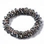 Faceted Transparent Glass Beads Stretch Bracelets, Rainbow Plated, Bicone