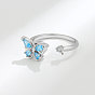 Adjustable Opening Brass Rhinestone Ring, Cuff Rings Rotating Ring, Butterfly for Women