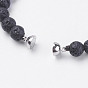 Natural Lava Rock Beads Bracelets, with Gemstone, Magnetic Clasp and Alloy Finding