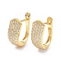 Micro cuivres ouvrent zircons boucles d'oreilles, plaqué longue durée, ovale, sans cadmium et sans plomb