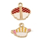 Brass Enamel Pendants, Sushi Charms, Real 18K Gold Plated