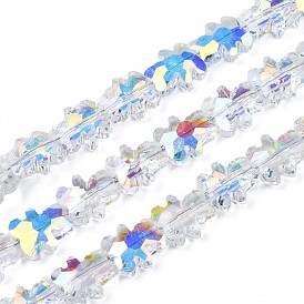 Electroplate Transparent Glass Beads Strands, AB Color Plated, Faceted, Bear