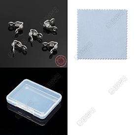 20 piezas 925 puntas de cuentas de plata esterlina, 1 hoja de tela de gamuza de doble cara paño de pulido de plata