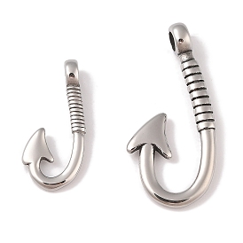 304 Stainless Steel Hook Clasps, Fish Hook Charms, For Leather Cord Bracelets Making, Hook, Polished