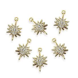 Латунные микропаве прозрачные подвески с фианитом, звезда