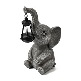 Статуэтка слона из смолы с солнечным фонарем, декоративная фигурка для наружного использования., для украшения дома, офиса и сада