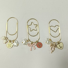 3pcs trombones en fer, avec des breloques en alliage émaillé et en acier inoxydable