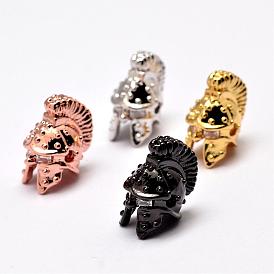 Латунные микро проложить класса AAA кубического циркония бусы, римский гладиаторский шлем, без кадмия, без никеля и без свинца