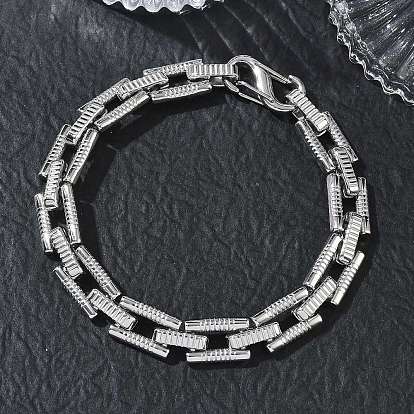 304 Armbänder aus strukturiertem Edelstahl mit rechteckigen Gliedern, anlauffrei