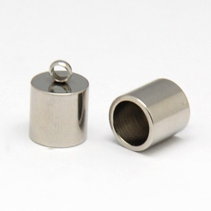 304 Stainless Steel Cord Ends, Column, 13.2x8.9mm, Hole: 3mm, Inner Diameter: 8.2mm