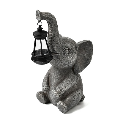 Статуэтка слона из смолы с солнечным фонарем, декоративная фигурка для наружного использования., для украшения дома, офиса и сада