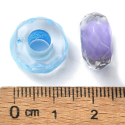 Transparent Acrylic European Beads, Large Hole Beads, Faceted, Flat Round