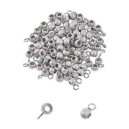 304 Stainless Steel Tube Bails, Loop Bails, Textured, Rondelle Bail Beads