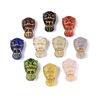 Стеклянные бусины, сова, золотой металл обвитыми