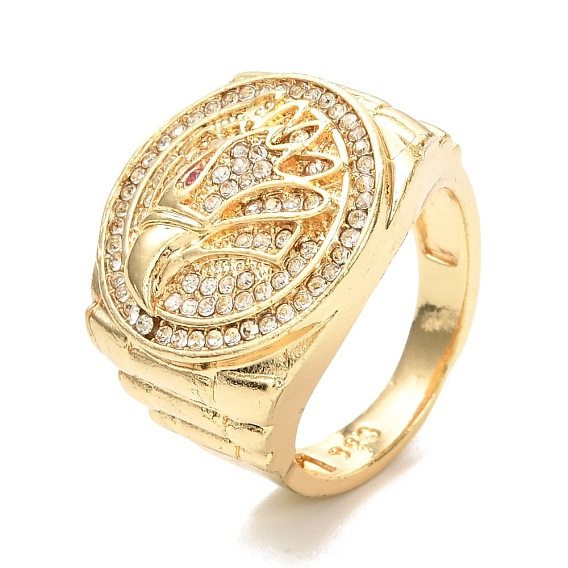 Eagle Head Cubic Zirconia Wide Band Ring for Women, Flat Round Alloy Finger Ring