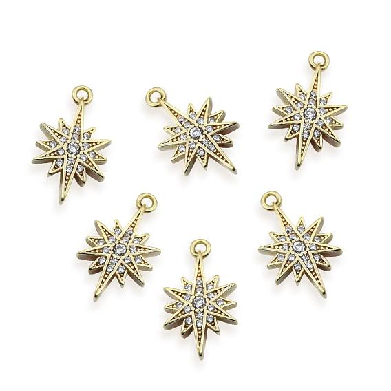 Латунные микропаве прозрачные подвески с фианитом, звезда