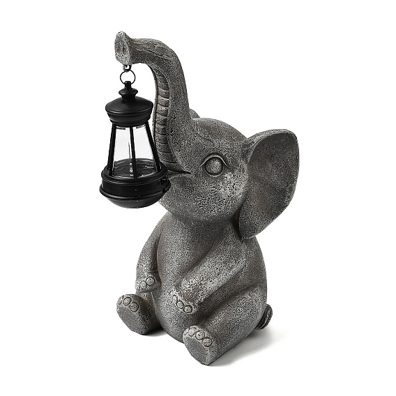 Статуэтка слона из смолы с солнечным фонарем, декоративная фигурка для наружного использования., для украшения дома, офиса и сада