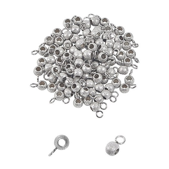 304 Stainless Steel Tube Bails, Loop Bails, Textured, Rondelle Bail Beads