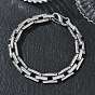 304 Stainless Steel Textured Rectangle Link Chain Bracelets, Tarnish Free