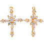 5шт. латунные подвески с кубическим цирконием, крестик