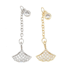 Латунные микропаве прозрачные подвески с фианитом, амулеты в виде листьев гинкго, долговечный, стойки покрытие