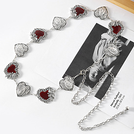 Роза темно-красное сердце сплав Девы Марии и эпоксидная смола звенья цепи талия живот цепи для женщин