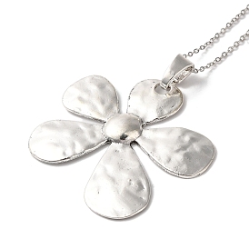 5-Petal Flower Alloy Pendant Cable Chain Necklaces for Women