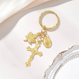 Брелки из цинкового сплава, с железными разрезными брелоками, крест с Иисусом