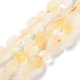 Hilos de perlas de citrina naturales ásperos crudos, pepitas