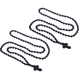 2шт. полиэстерные плетеные шнурки, подвески в виде крестов, молитвенные ожерелья