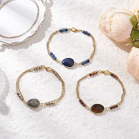 Многорядные браслеты из натуральных и немагнитных синтетических гематитовых бусин, браслеты для женщин, с 304 кабельными цепочками из нержавеющей стали