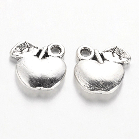 Charms de frutas de estilo tibetano, manzana, sin plomo y cadmio, 10x10.5x2 mm, Agujero: 2 mm, sobre 1345 unidades / 1000 g