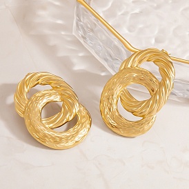 304 Овальные серьги-гвоздики из нержавеющей стали с текстурой