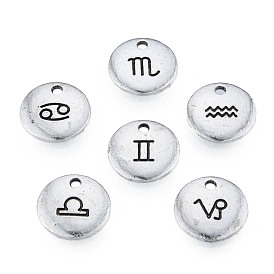 Tibetan Style Alloy Charms, Cadmium Free & Lead Free, Flat Round