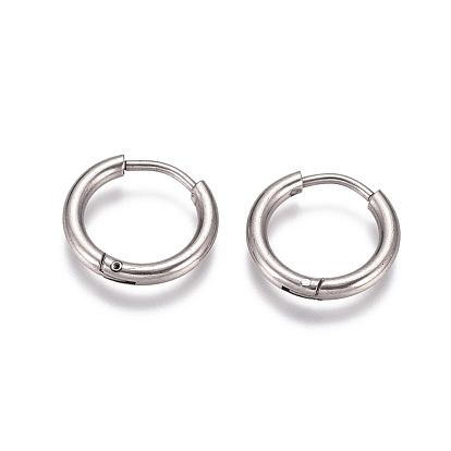 304 Stainless Steel Huggie Hoop Earrings, with 316 Surgical Stainless Steel Pin, Ion Plating(IP), Ring