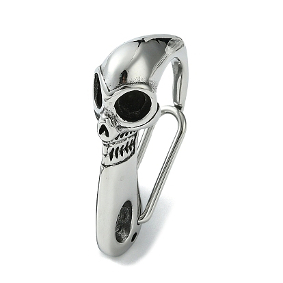 Tibetan Style 304 Stainless Steel Spring Gate Rings, Skull
