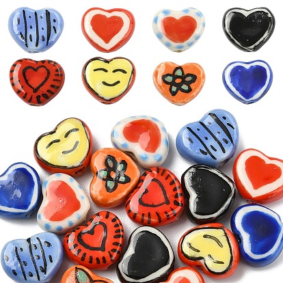 16шт 8 цвета фарфоровые бусины ручной работы, сердце, пастельный фарфор