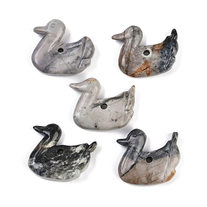 Подвески из натуральной яшмы пикассо с резьбой, прелести утки