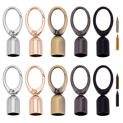 10шт. 5 цвета цинковый сплав наконечники шнура, с карабинами и винтами