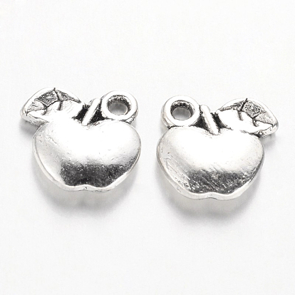 Charms de frutas de estilo tibetano, manzana, sin plomo y cadmio, 10x10.5x2 mm, Agujero: 2 mm, sobre 1345 unidades / 1000 g