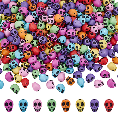 400 шт. непрозрачные акриловые бусины, окрашенные распылением, череп головы